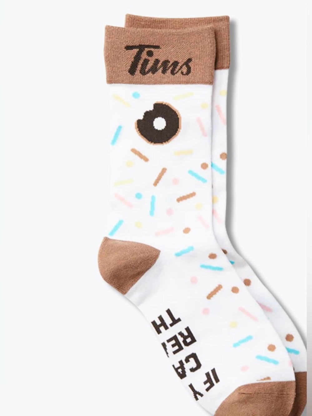 TIM HORTONS NOVELTY SOCKS “PLEASE BRING ME DONUTS”